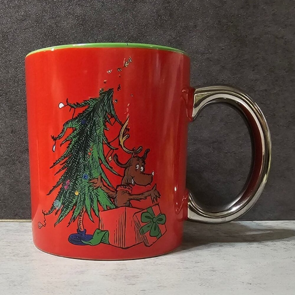 Merry Christmas Dr Seuss The Grinch Mug Featuring Max Red Green 16 Oz By Culture